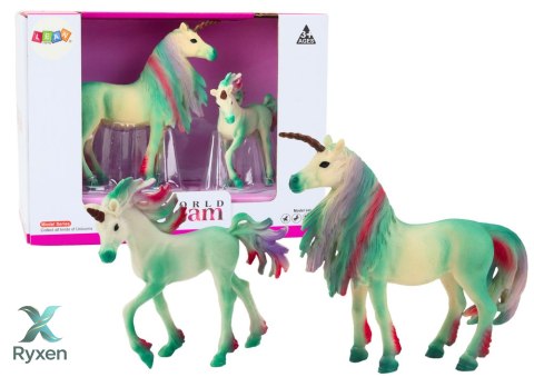 Figurki Kolekcjonerskie Jednorożec z Małym Zielony 2 El LEAN TOYS