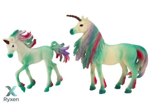 Figurki Kolekcjonerskie Jednorożec z Małym Zielony 2 El LEAN TOYS