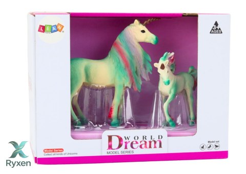 Figurki Kolekcjonerskie Jednorożec z Małym Zielony 2 El LEAN TOYS