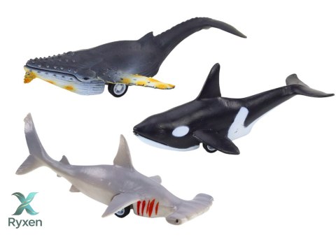 Figurki Pojazdy Zwierzęta Morskie Napęd Frykcyjny Rekin Orka 6 Szt LEAN TOYS