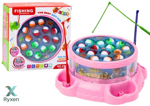 Gra Łowienie Rybek Wędki Światła Dźwięki Różowa LEAN TOYS