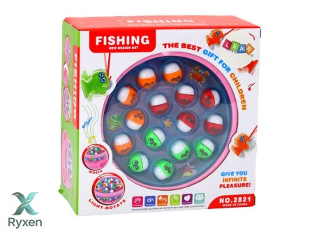 Gra Łowienie Rybek Wędki Światła Dźwięki Różowa LEAN TOYS