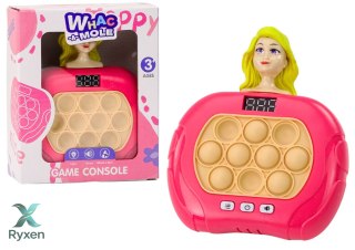 Gra Pop-It Wac A Mole Lalka Światła Dźwięki Różowa Sensoryczna LEAN TOYS