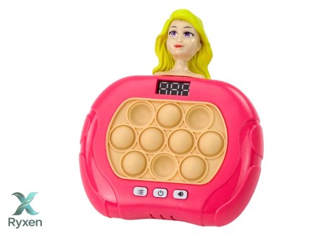 Gra Pop-It Wac A Mole Lalka Światła Dźwięki Różowa Sensoryczna LEAN TOYS