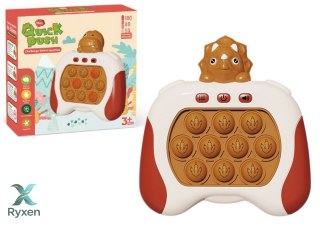 Gra Sensoryczna Triceratops Pop It Na Baterie Światła Dźwięki Brązowa LEAN TOYS