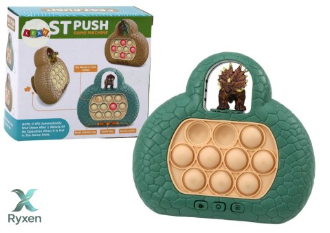 Gra Zręcznościowa Pop It Dinozaur Konsola 4 Tryby Gry Zielona LEAN TOYS