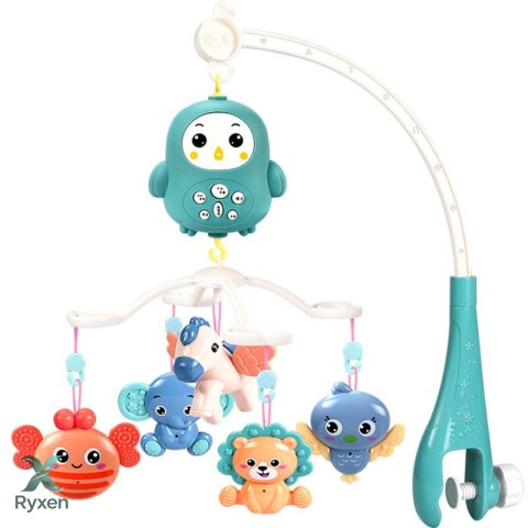 Karuzela Do Łóżeczka Sterowana Pilotem Kołysanki Dźwięki Niebieska LEAN TOYS