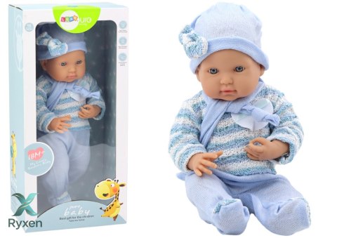 Lalka Bobas Sweterek w Paski Czapeczka Szalik Niebieski LEAN TOYS