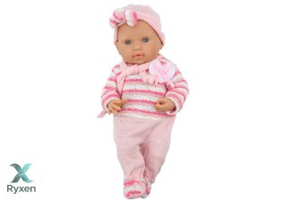 Lalka Bobas Sweterek w Paski Czapeczka Szalik Różowy LEAN TOYS