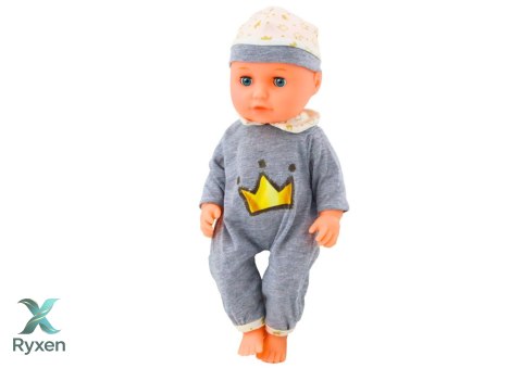 Lalka Bobas W Szarej Piżamce Siusiająca Butelka Smoczek Dźwięki LEAN TOYS