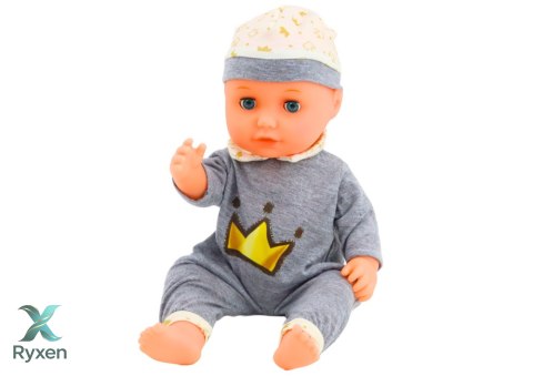 Lalka Bobas W Szarej Piżamce Siusiająca Butelka Smoczek Dźwięki LEAN TOYS