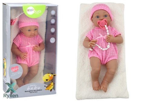 Lalka Bobas w Różowym Ubranku Czapeczka Smoczek Kołderka LEAN TOYS