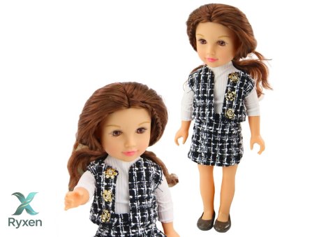Lalka W Eleganckim Ubranku W Kratę Brązowe Włosy LEAN TOYS