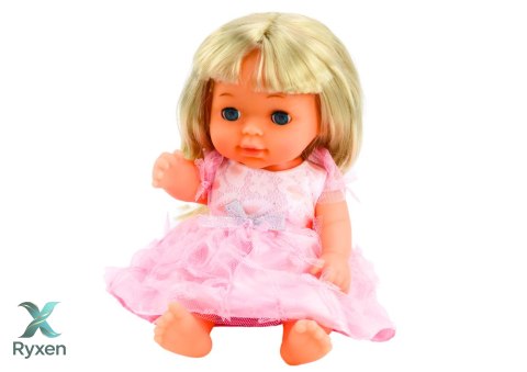 Lalka W Jasno-Różowej Sukience Siusiająca Butelka Grzechotka Dźwięki LEAN TOYS