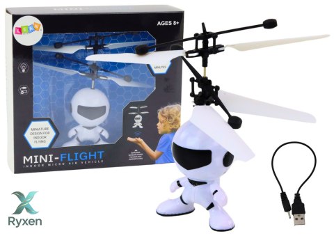 Latający Astronauta Sterowany Ręką Dron Helikopter Biały LEAN TOYS