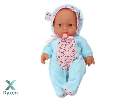 Mała Lalka Bobas Ubranko Czapeczka Kokardka Uszy Niebieski LEAN TOYS
