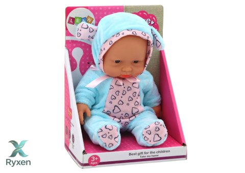 Mała Lalka Bobas Ubranko Czapeczka Kokardka Uszy Niebieski LEAN TOYS