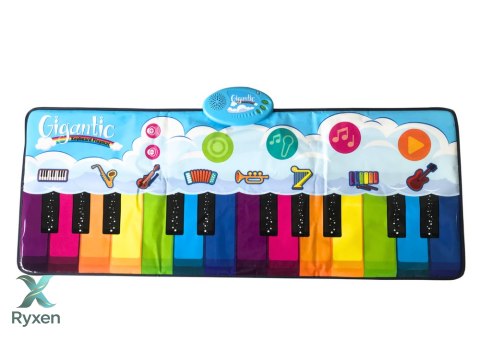 Mata Taneczna Edukacyjna Tęczowe Pianinko Instrumenty 10 Melodii LEAN TOYS