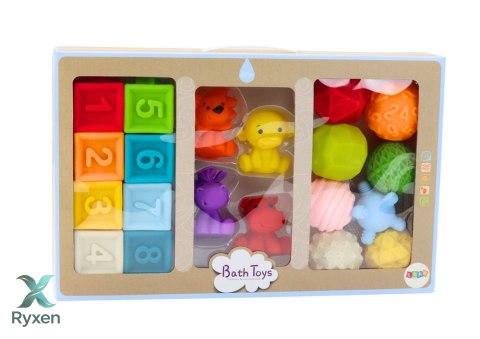 Miękkie Klocki Edukacyjne Do Kąpieli 20 Elementów Zwierzęta Kształty LEAN TOYS