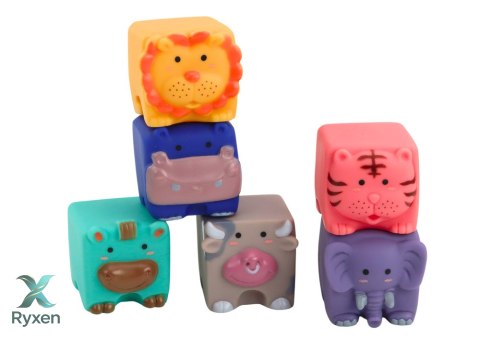 Miękkie Klocki Edukacyjne Zwierzęta Liczby Litery Kolorowe 12 Szt LEAN TOYS