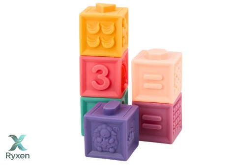 Miękkie Klocki Edukacyjne Zwierzęta Liczby Litery Kolorowe 12 Szt LEAN TOYS