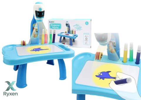 Mini Projektor Robot Stolik 2w1 Akcesoria Niebieski LEAN TOYS