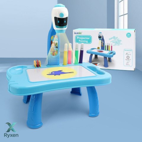 Mini Projektor Robot Stolik 2w1 Akcesoria Niebieski LEAN TOYS