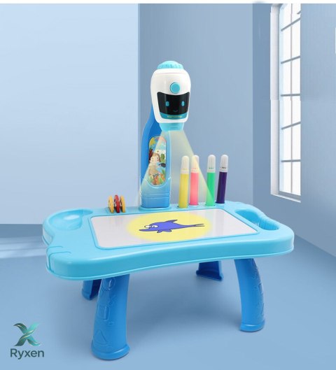 Mini Projektor Robot Stolik 2w1 Akcesoria Niebieski LEAN TOYS