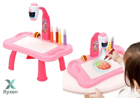Mini Projektor Robot Stolik 2w1 Akcesoria Różowy LEAN TOYS