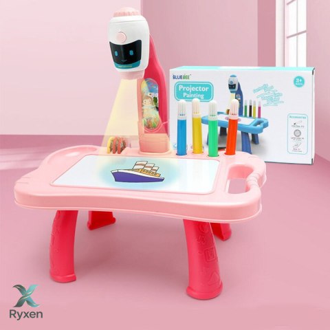 Mini Projektor Robot Stolik 2w1 Akcesoria Różowy LEAN TOYS