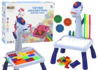 Mini Projektor Stolik Tetris 2w1 Jednorożec Niebieski LEAN TOYS