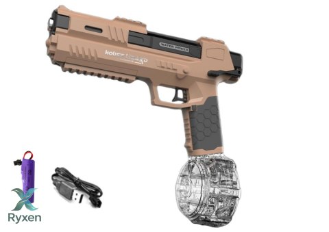 Pistolet Broń Na Wodę Automatyczny Brązowy Przeźroczysty Pojemnik LEAN TOYS