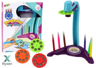 Projektor Do Rysowania 3 Wymienne Dyski Pisaki Fioletowy LEAN TOYS
