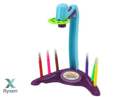Projektor Do Rysowania 3 Wymienne Dyski Pisaki Fioletowy LEAN TOYS
