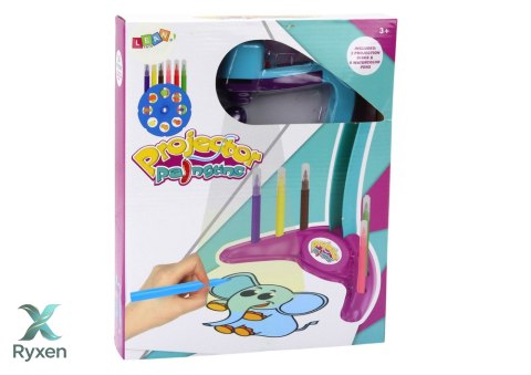 Projektor Do Rysowania 3 Wymienne Dyski Pisaki Fioletowy LEAN TOYS
