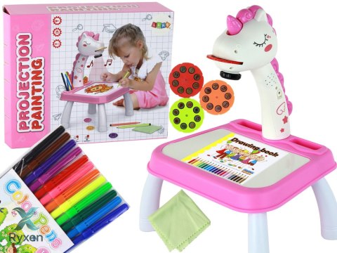 Projektor Do Rysowania Jednorożec Pisaki Wkładki Różowy LEAN TOYS