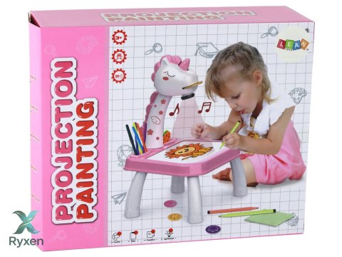 Projektor Do Rysowania Jednorożec Pisaki Wkładki Różowy LEAN TOYS