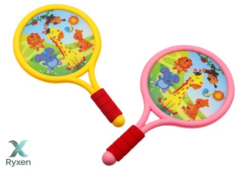 Rakietki Do Badmintona Dziecięce Zwierzęta Żółty Różowy LEAN TOYS