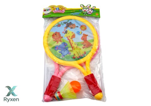 Rakietki Do Badmintona Dziecięce Zwierzęta Żółty Różowy LEAN TOYS