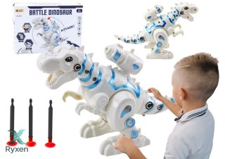Robot Dinozaur Z Wyrzutnią Strzałek Światła Dźwięki Biały LEAN TOYS