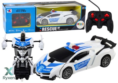 Samochód R/C Policyjny 2w1 Auto Robot Dźwięki Światła LEAN TOYS
