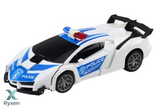 Samochód R/C Policyjny 2w1 Auto Robot Dźwięki Światła LEAN TOYS