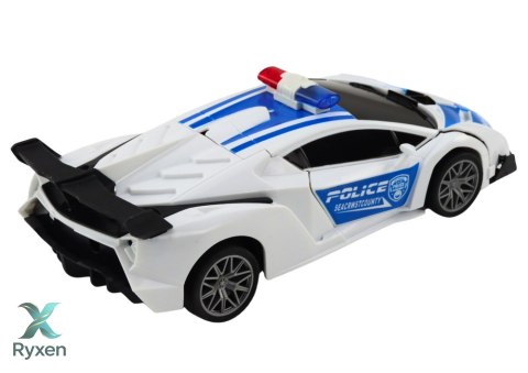 Samochód R/C Policyjny 2w1 Auto Robot Dźwięki Światła LEAN TOYS