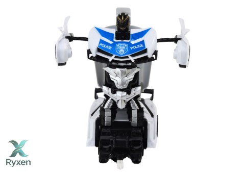 Samochód R/C Policyjny 2w1 Auto Robot Dźwięki Światła LEAN TOYS