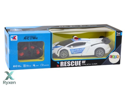 Samochód R/C Policyjny 2w1 Auto Robot Dźwięki Światła LEAN TOYS