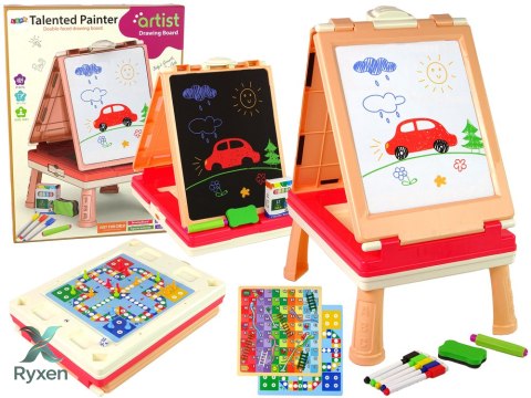 Tablica 3w1 Wielofunkcyjna Dwustronna Stolik Do Gier Chińczyk LEAN TOYS