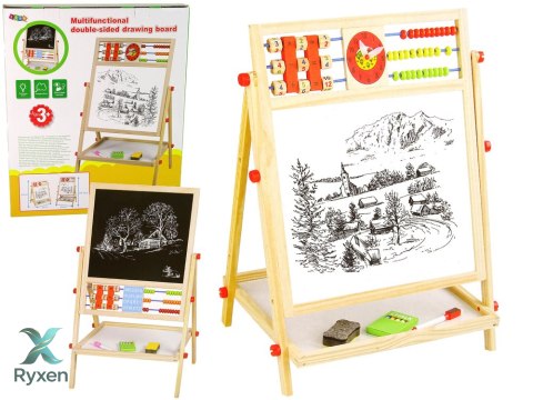 Tablica Do Rysowania Dwustronna Edukacyjna 2w1 Drewniana LEAN TOYS