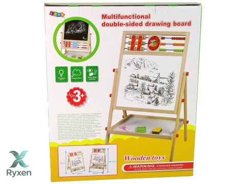 Tablica Do Rysowania Dwustronna Edukacyjna 2w1 Drewniana LEAN TOYS