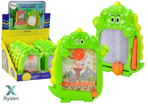 Tablica Do Rysowania Gra Kieszonkowa 2w1 Dinozaur Zielony LEAN TOYS
