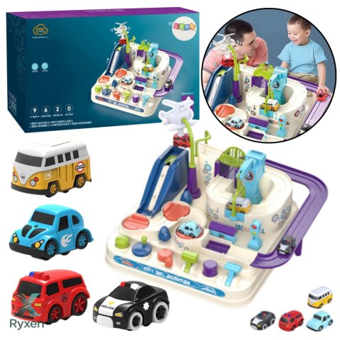 Tor Przeszkód Interaktywny Parking Dla Dzieci Cztery Autka LEAN TOYS